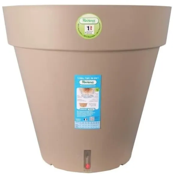 RIVIERA Loftblomkruka med vattenreserv - Rund - Ø 50 x H 46 cm - Taupe