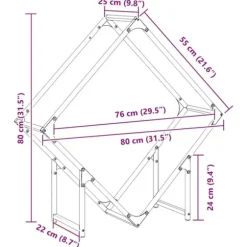 Robust brændestativ i koldvalset stål | Størrelse: 80x25x80 cm | Farve: Hvid