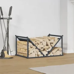 Robust brændestativ i koldvalset stål - Brændeholder | Farve: Antracitgrå | Størrelse: 70x43x34,5 cm