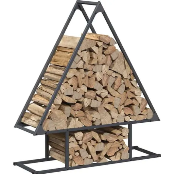 Robust brændestativ i koldvalset stål | 80x25x90 cm | Farve: Antracitgrå