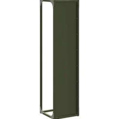 Robust brændestativ i koldvalset stål | Størrelse: 25x25x100 cm | Farve: Olivengrøn