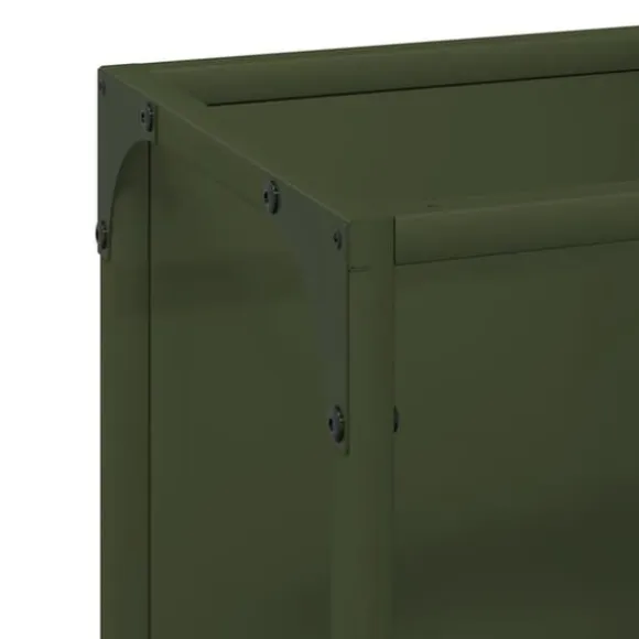Robust brændestativ i koldvalset stål | Størrelse: 25x25x100 cm | Farve: Olivengrøn