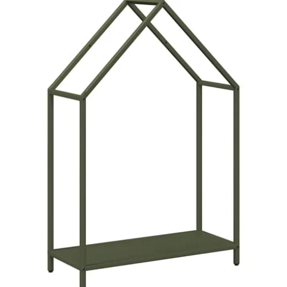 Robust brændestativ i koldvalset stål | Størrelse: 60x25x90 cm | Farve: Olivengrøn