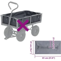 Robust havevognsforing - Slidstærkt stof | Størrelse: 81x41x21 cm | Farve: Grå