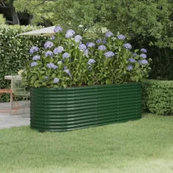 Robust plantekasse i galvaniseret stål - Højbed | Størrelse: 224x80x68 cm | Farve: Grøn