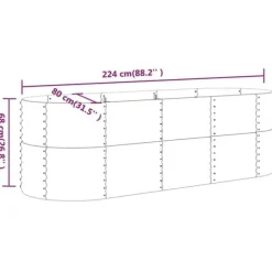 Robust plantekasse i galvaniseret stål - Højbed | Størrelse: 224x80x68 cm | Farve: Grøn