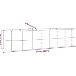 Robust plantekasse i galvaniseret stål | Størrelse: 322x100x68 cm | Farve: Grå