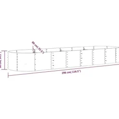 Robust plantekasse i galvaniseret stål - Højbed til have | Størrelse: 296x80x36 cm | Farve: Sølv