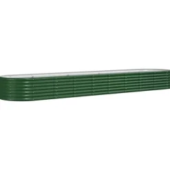 Robust plantekasse i galvaniseret stål - Højbed | Farve: Grøn | Størrelse: 368x80x36 cm