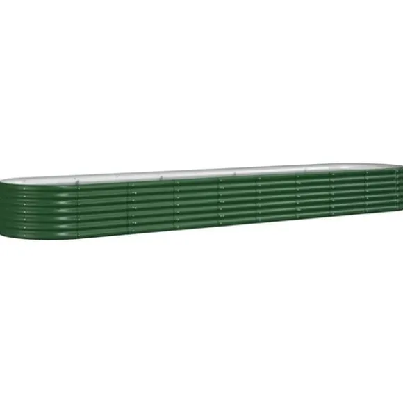 Robust plantekasse i galvaniseret stål - Højbed | Farve: Grøn | Størrelse: 368x80x36 cm
