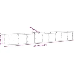 Robust plantekasse i galvaniseret stål - Højbed | Farve: Grøn | Størrelse: 368x80x36 cm