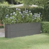 Robust plantekasse i galvaniseret stål - Højbed | Størrelse: 224x40x68 cm | Farve: Grå