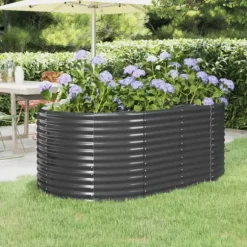 Robust plantekasse i galvaniseret stål - Højbed | Farve: Antracitgrå | Størrelse: 175x100x68 cm