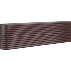 Robust plantekasse i galvaniseret stål - Højbed | Størrelse: 260x40x68 cm | Farve: Brun