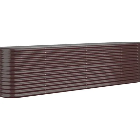 Robust plantekasse i galvaniseret stål - Højbed | Størrelse: 260x40x68 cm | Farve: Brun