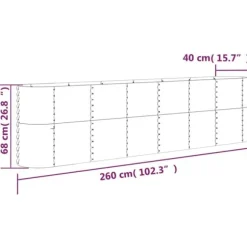 Robust plantekasse i galvaniseret stål - Højbed | Størrelse: 260x40x68 cm | Farve: Brun