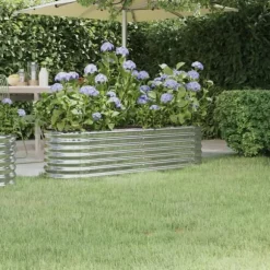 Robust plantekasse i galvaniseret stål | Størrelse: 152x40x36 cm | Farve: Sølv