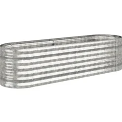 Robust plantekasse i galvaniseret stål | Størrelse: 152x40x36 cm | Farve: Sølv