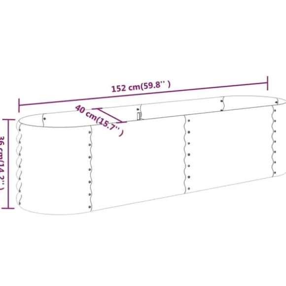 Robust plantekasse i galvaniseret stål | Størrelse: 152x40x36 cm | Farve: Sølv