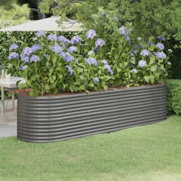 Robust plantekasse i galvaniseret stål | Størrelse: 296x80x68 cm | Farve: Grå
