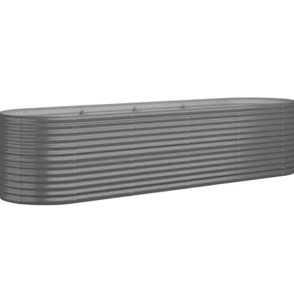 Robust plantekasse i galvaniseret stål | Størrelse: 296x80x68 cm | Farve: Grå