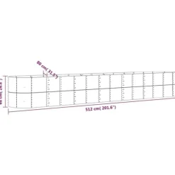 Robust plantekasse i pulverlakeret stål - Højbed til haven | Størrelse: 512x80x68 cm | Farve: Sølv