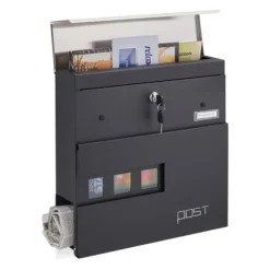Robust postkasse med avisrum