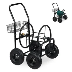 Robust slangevogn med 4 hjul, sort