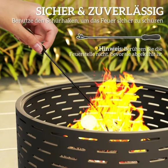 Rootz 3 -i -1 Fire Bowl - Pejs - Grill - Rust Resistant - Rustfrit stål - 60 cm x 60 cm x 39 cm