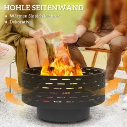 Rootz 3 -i -1 Fire Bowl - Pejs - Grill - Rust Resistant - Rustfrit stål - 60 cm x 60 cm x 39 cm