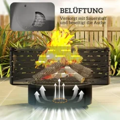 Rootz 3 -i -1 Fire Bowl - Pejs - Grill - Rust Resistant - Rustfrit stål - 60 cm x 60 cm x 39 cm