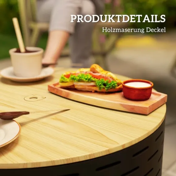 Rootz 3 -i -1 Fire Bowl - Pejs - Grill - Rust Resistant - Rustfrit stål - 60 cm x 60 cm x 39 cm