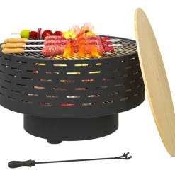 Rootz 3 -i -1 Fire Bowl - Pejs - Grill - Rust Resistant - Rustfrit stål - 60 cm x 60 cm x 39 cm