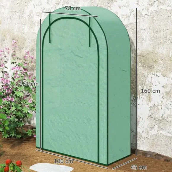 Rootz 4 -trins mini -grønhus - bærbart plantehus - tomatproducent - UV -beskyttelse - 100 x 45 x 160 cm