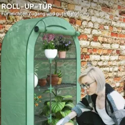 Rootz 4 -trins mini -grønhus - bærbart plantehus - tomatproducent - UV -beskyttelse - 100 x 45 x 160 cm