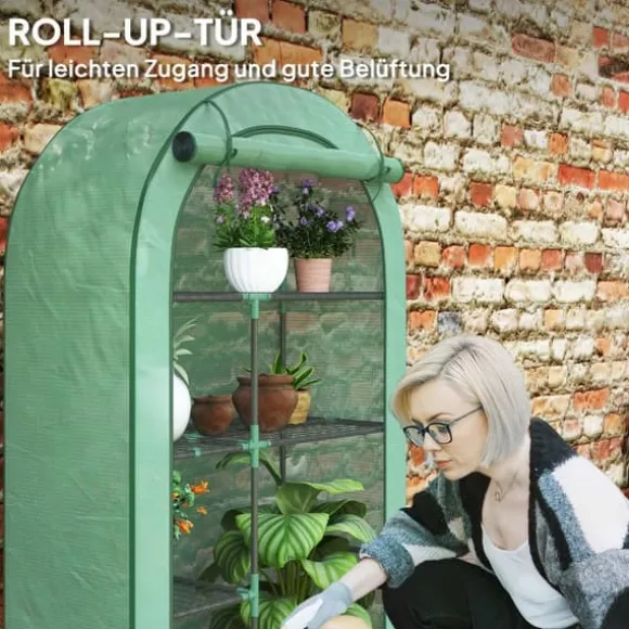 Rootz 4 -trins mini -grønhus - bærbart plantehus - tomatproducent - UV -beskyttelse - 100 x 45 x 160 cm