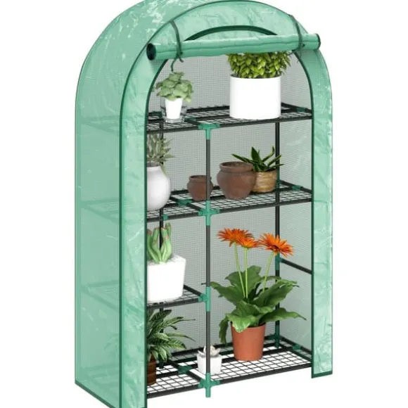 Rootz 4 -trins mini -grønhus - bærbart plantehus - tomatproducent - UV -beskyttelse - 100 x 45 x 160 cm