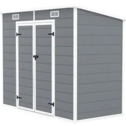 Rootz 2,4 x 1,3 m havehus - skur - opbevaringsenhed - vejr og UV -resistent - 238 cm x 125 cm x 165/183 cm - grå