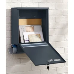 Rootz antracit stål Postkasse - Postkasse - Postkasse - Pulverlakeret stål - Vejrbestandig - Nem at installere - Sikkert låsesystem - 35cm x 12cm x 42 | CDON