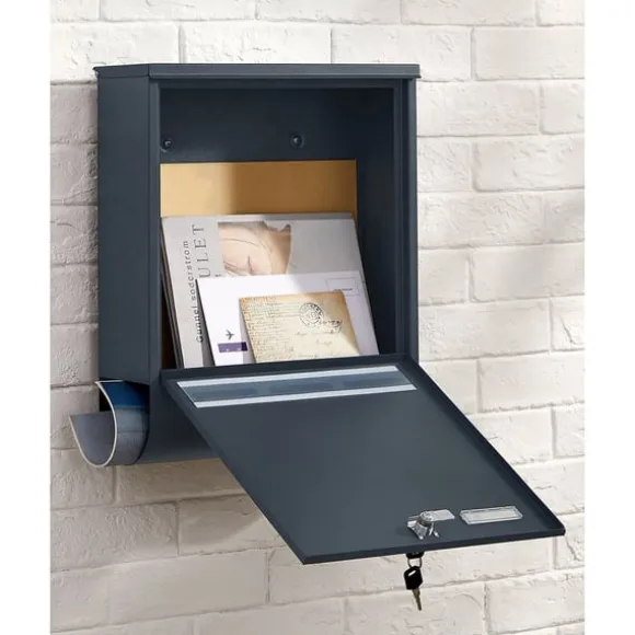 Rootz antracit stål Postkasse - Postkasse - Postkasse - Pulverlakeret stål - Vejrbestandig - Nem at installere - Sikkert låsesystem - 35cm x 12cm x 42 | CDON