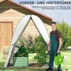Rootz Arched Greenhouse - Plante Nursery - Gardening Shelter - Vejrbeskyttelse - 1,8 x 1,8 x 2 m - Hvid