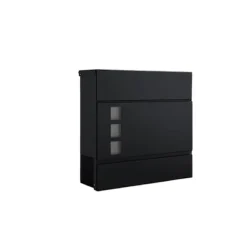 Rootz Black Mailbox - Letterbox - Postbox - Vejrbestandig beskyttelse - Galvaniseret stål - 37 x 10,5 x 37 cm