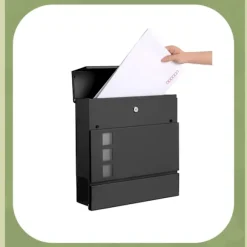 Rootz Black Mailbox - Letterbox - Postbox - Vejrbestandig beskyttelse - Galvaniseret stål - 37 x 10,5 x 37 cm