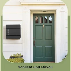 Rootz Black Mailbox - Letterbox - Postbox - Vejrbestandig beskyttelse - Galvaniseret stål - 37 x 10,5 x 37 cm