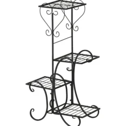 Rootz blomsterstativ - metal blomsterstativ - 4 niveauer plantehylde - blomsterstige - blomsterstativ til indendørs og udendørs - Have - Balkon - Sort | CDON