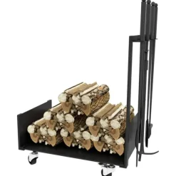 Rootz Brændeopbevaringsstativ - Brændestativ - Brændeholder - Metalkonstruktion - 48cm x 30cm x 76cm