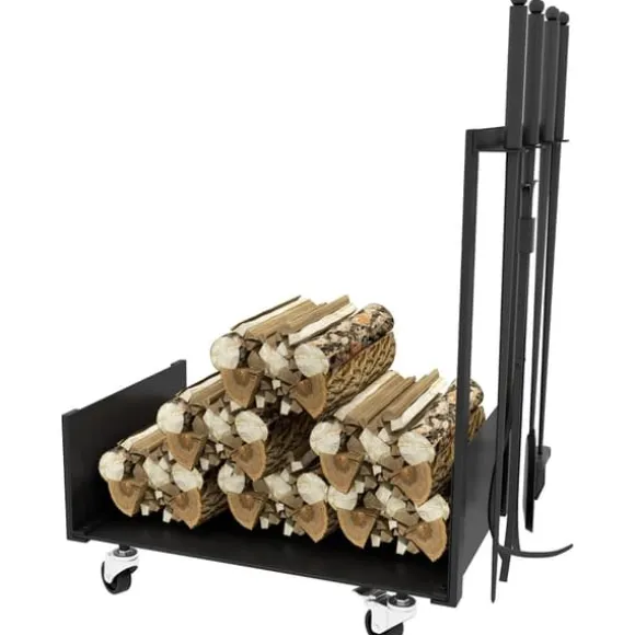 Rootz Brændeopbevaringsstativ - Brændestativ - Brændeholder - Metalkonstruktion - 48cm x 30cm x 76cm
