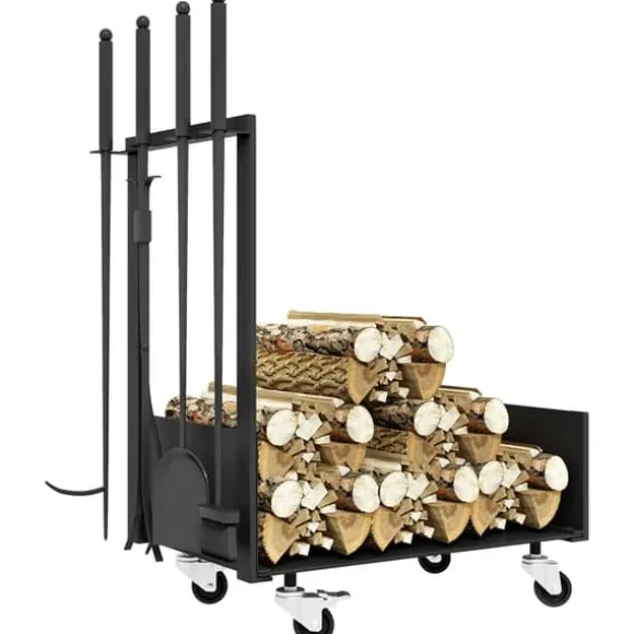Rootz Brændeopbevaringsstativ - Brændestativ - Brændeholder - Metalkonstruktion - 48cm x 30cm x 76cm