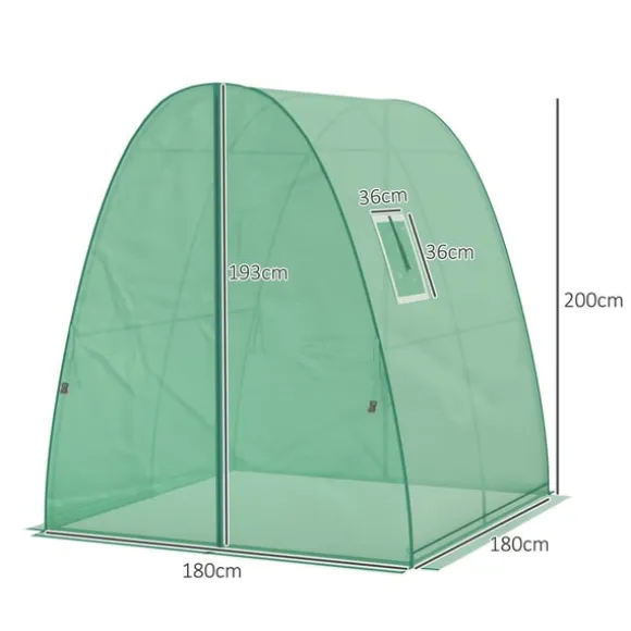 Rootz buet drivhus - folie tomathus - bærbart planteskylling - stabilitet og optimal ventilation - 1,8 x 1,8 x 2 m