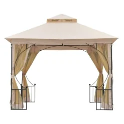 Rootz Castile Garden Gazebo - Sort, Brun - Metal, Polyester - 118,11 cm x 118,11 cm x 108,27 cm